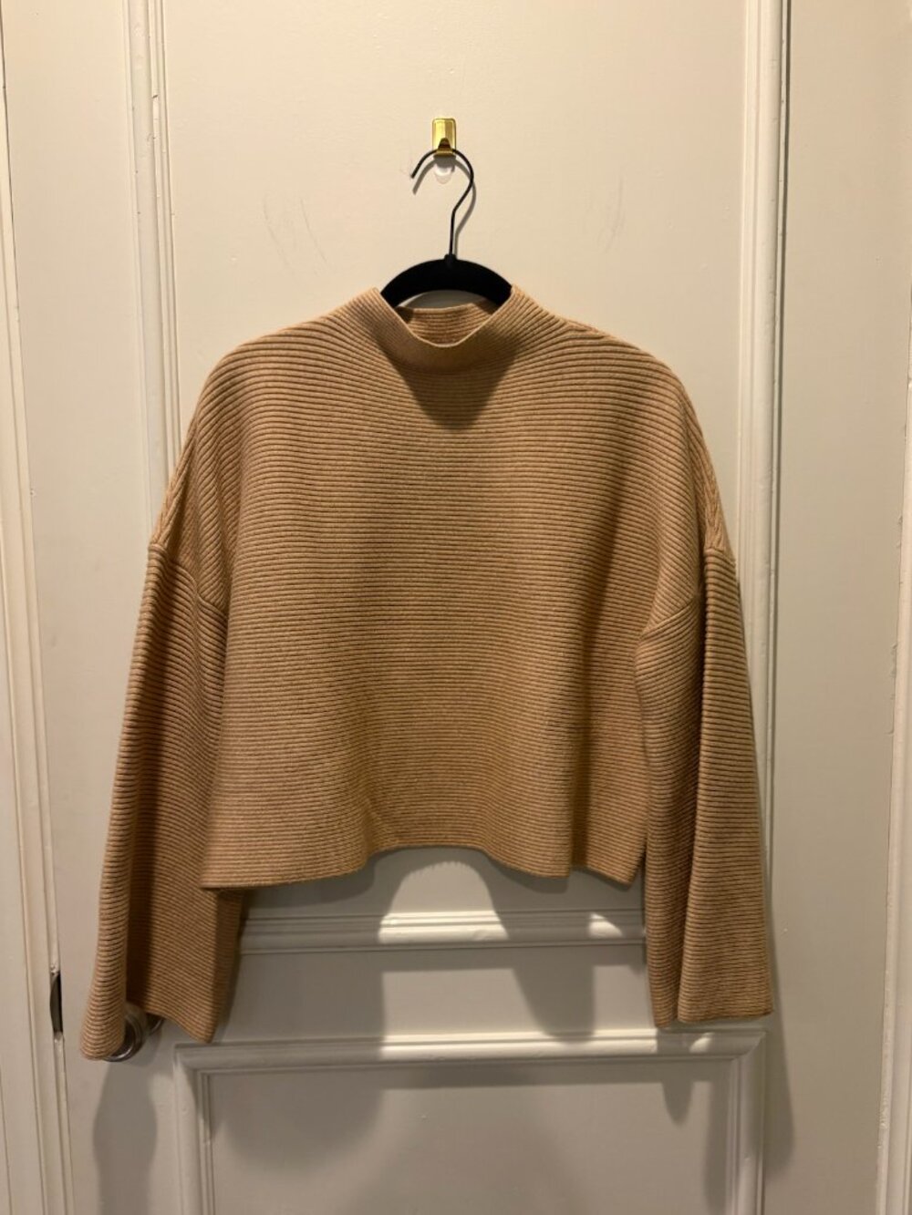 Modern Citizen Camel Ribbed Cropped Mock Neck Sweater XS